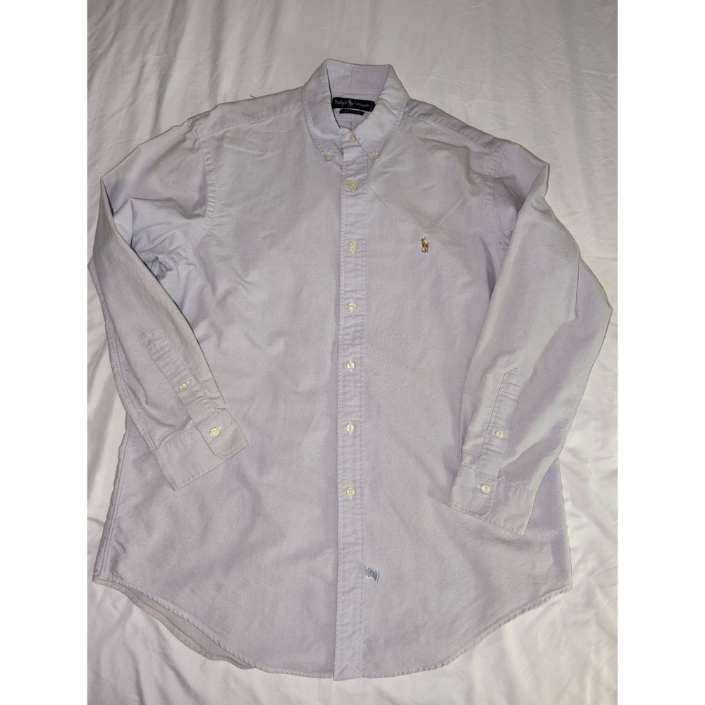Polo Ralph Lauren Men's Blue Solid Long Sleeve Button Down Shirt Size 16 - 33